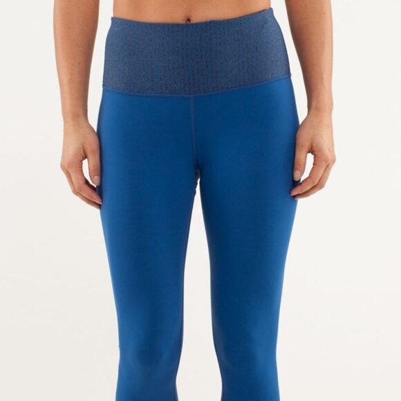 Lululemon Wunder Under High Rise Limitless Blue Slope Stripe Limitless Black - Picture 1 of 10